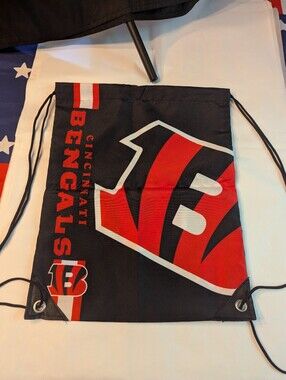 Cincinnati Bengals Black and Orange Drawstring Backpack New